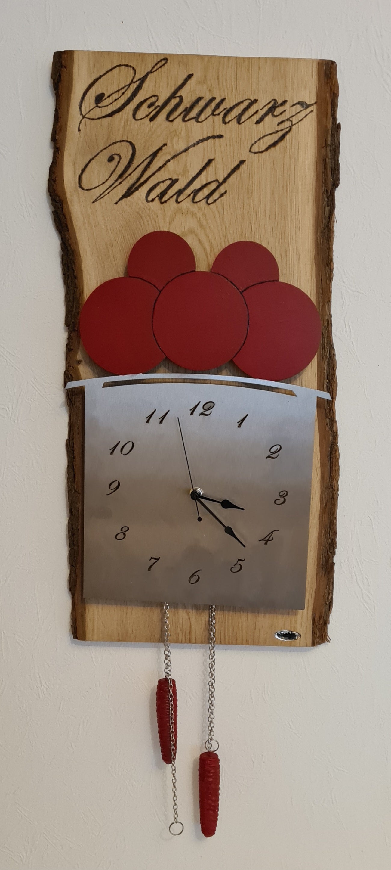 Wandbild mit Uhr, LED - Schwarzwald Design