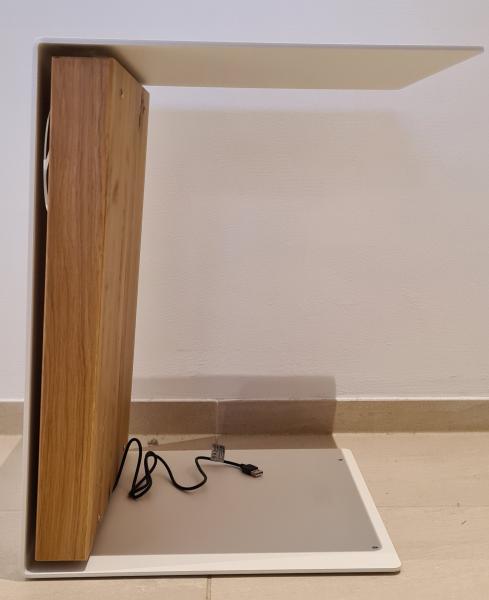 Beistelltisch mit Hirschmotiv, Massivholz Wildeiche mit LED