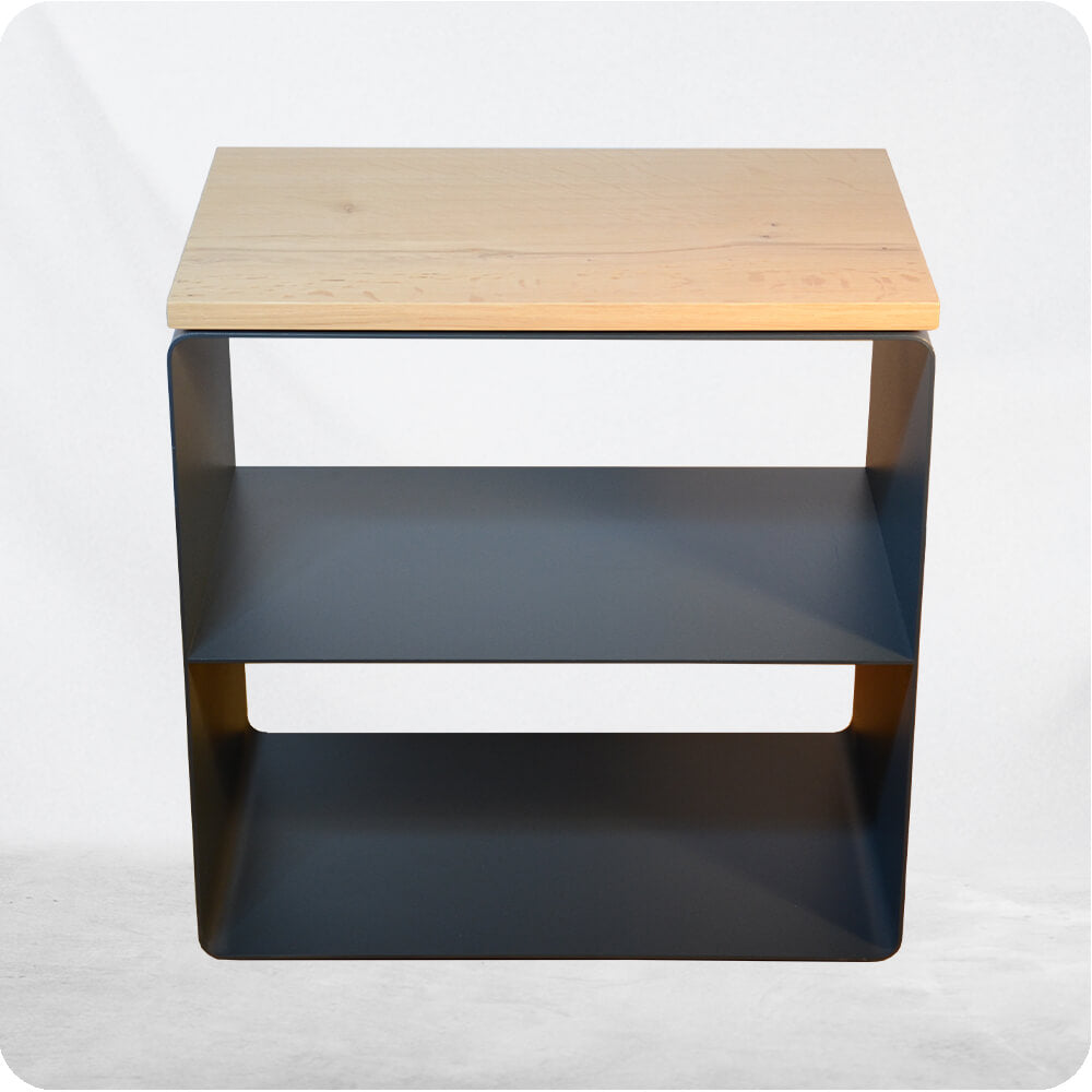 Nachttisch mit Holzabdeckung - Stahl 3 mm & Massivholz