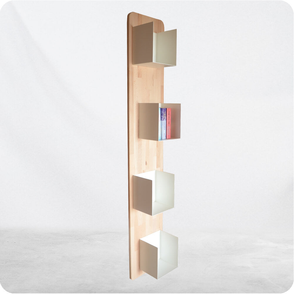 Bücherregal 180 cm aus Holz und Stahl