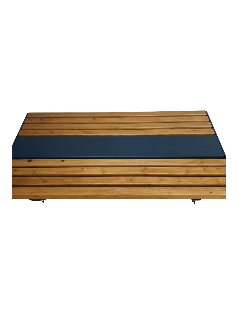 Gartentisch aus 8 mm Stahl und Massivholz Tanne/Fichte