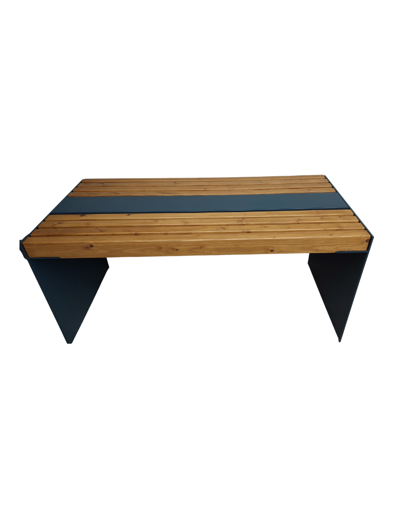 Gartentisch aus 8 mm Stahl und Massivholz Tanne/Fichte