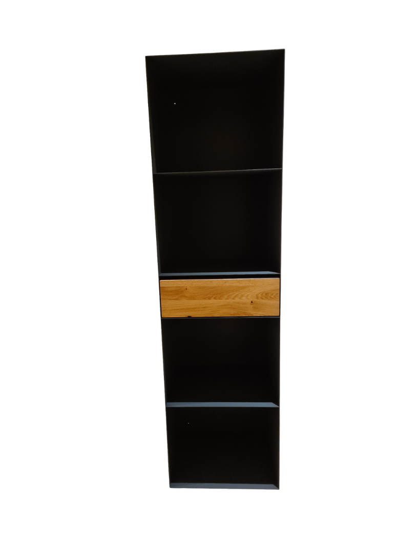 Kaminholzregal mit Schublade in Massivholz Wildeiche