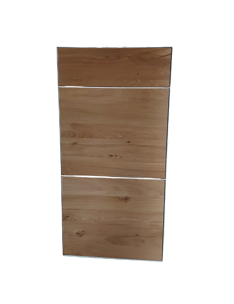 Wohnzimmerschrank "Christoph" in Weiß und Massivholz Wildeiche