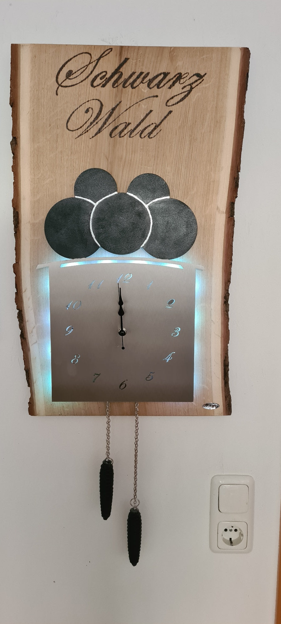 Wandbild mit Uhr, LED - Schwarzwald Design