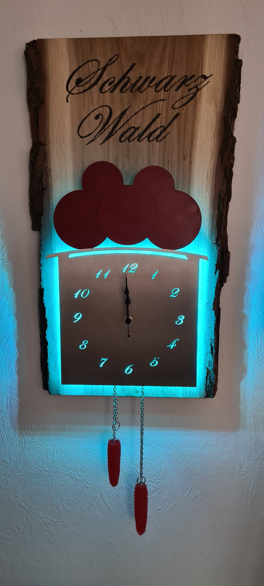 Wandbild mit Uhr, LED - Schwarzwald Design