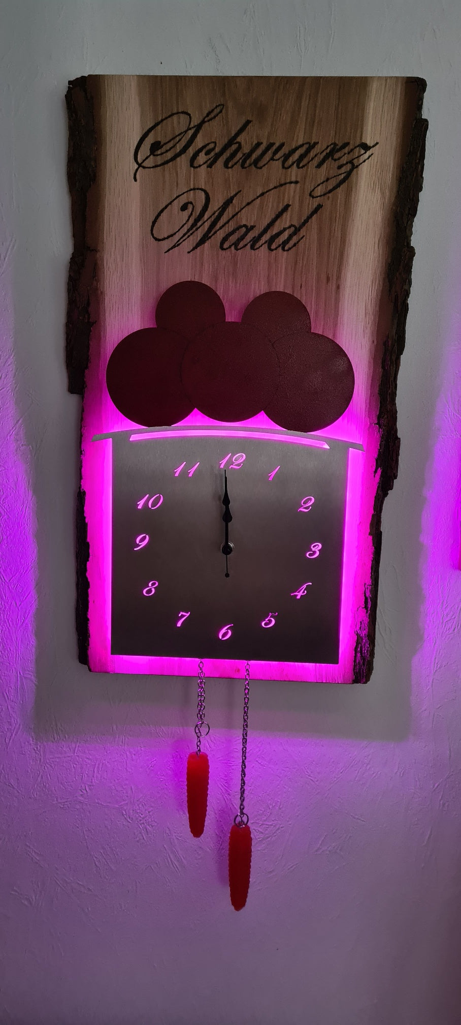 Wandbild mit Uhr, LED - Schwarzwald Design