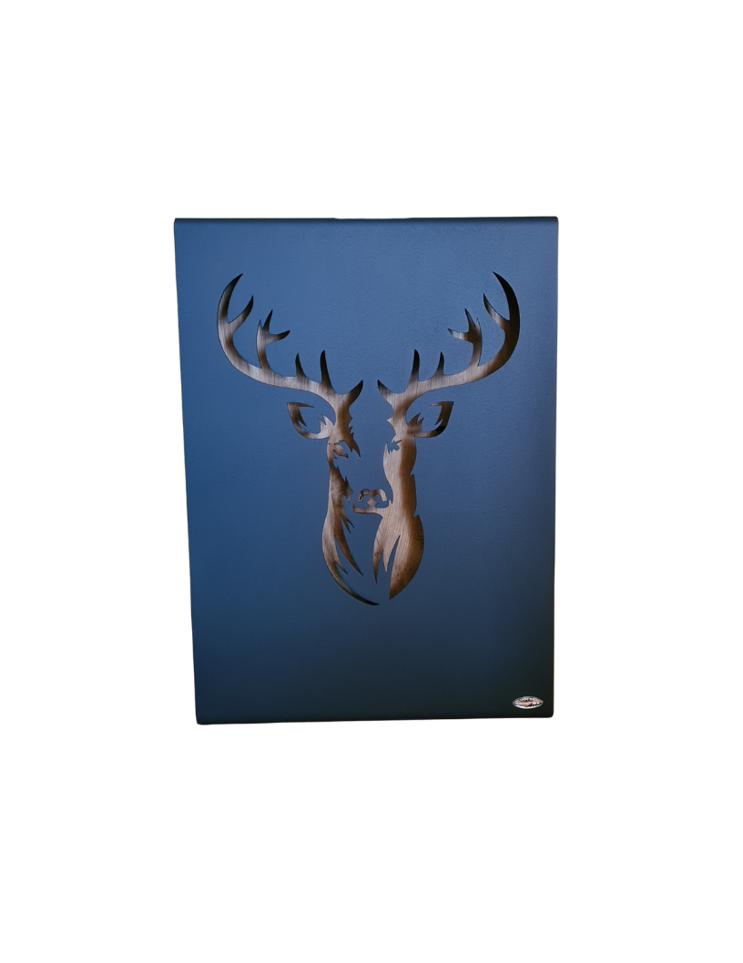 Beistelltisch mit Hirschmotiv, Massivholz Wildeiche