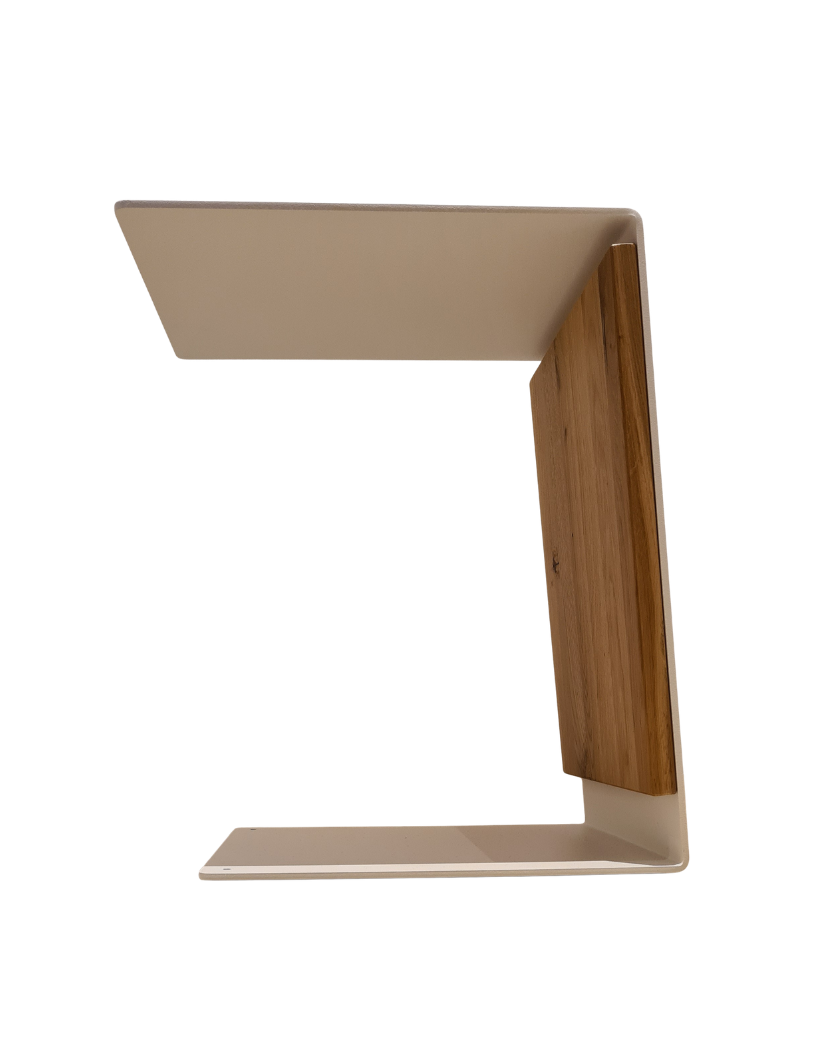 Beistelltisch mit Hirschmotiv, Massivholz Wildeiche