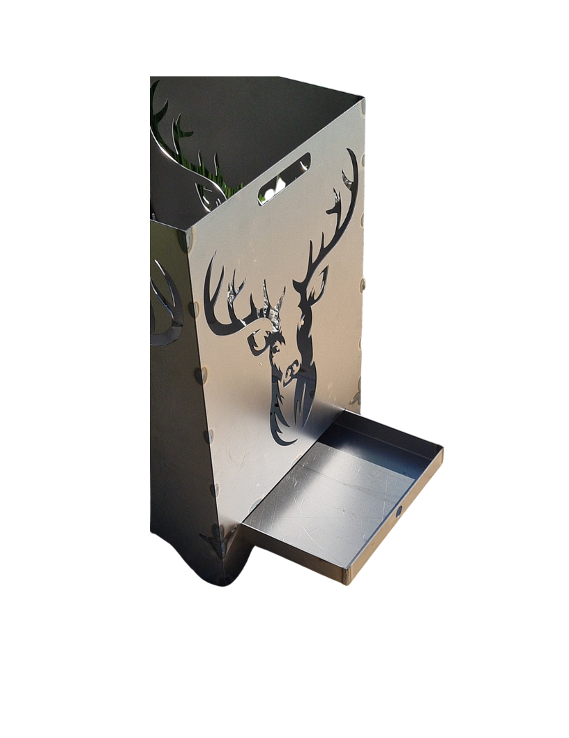 Feuertonne mit Hirschmotiv