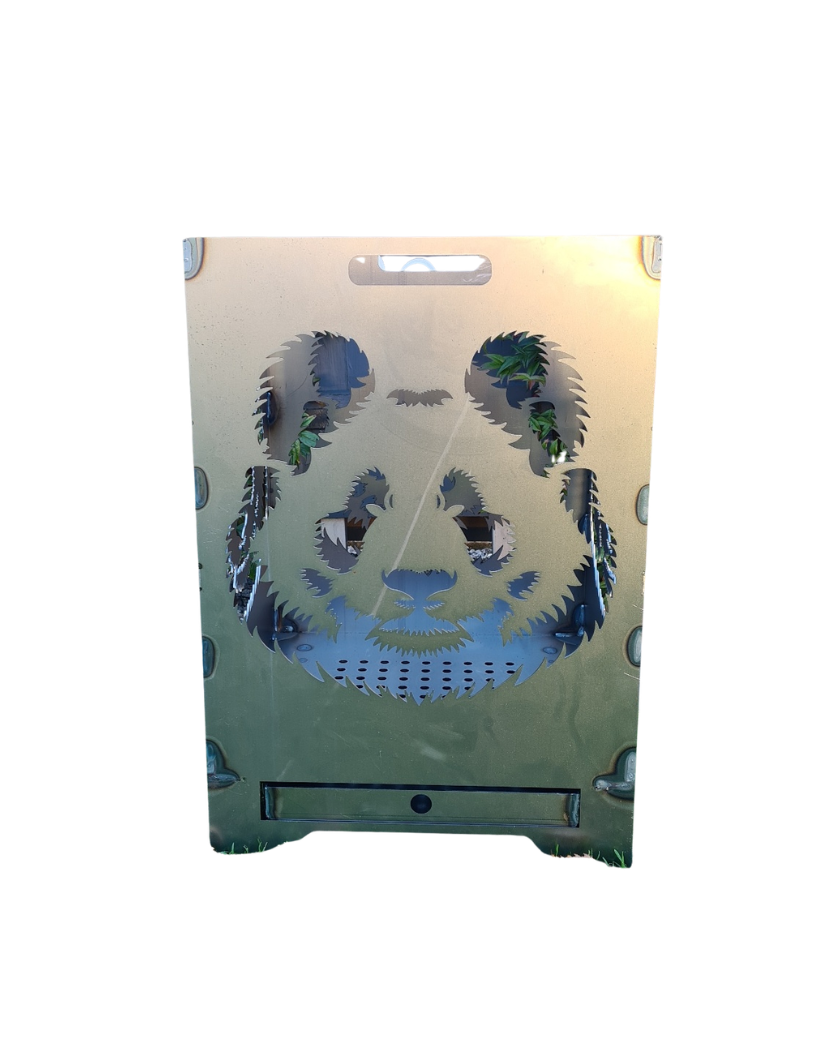 Feuertonne mit Pandamotiv